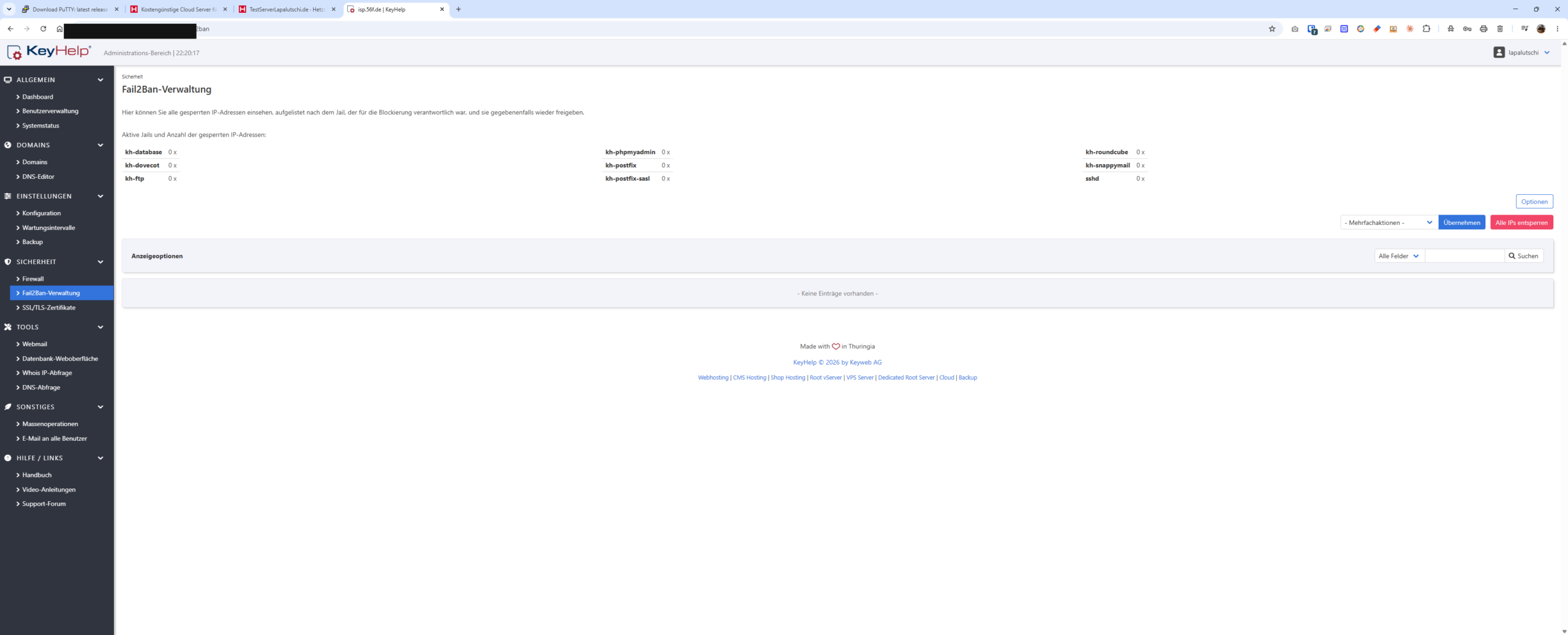KeyHelp Fail2Ban-Verwaltung