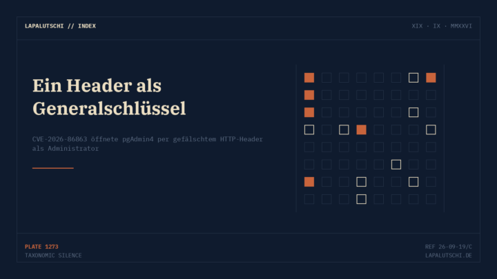 ADMIN OHNE PASSWORT! pgAdmin4 ließ sich per HTTP-Header als Chef einloggen — Update auf 9.18 Pflicht