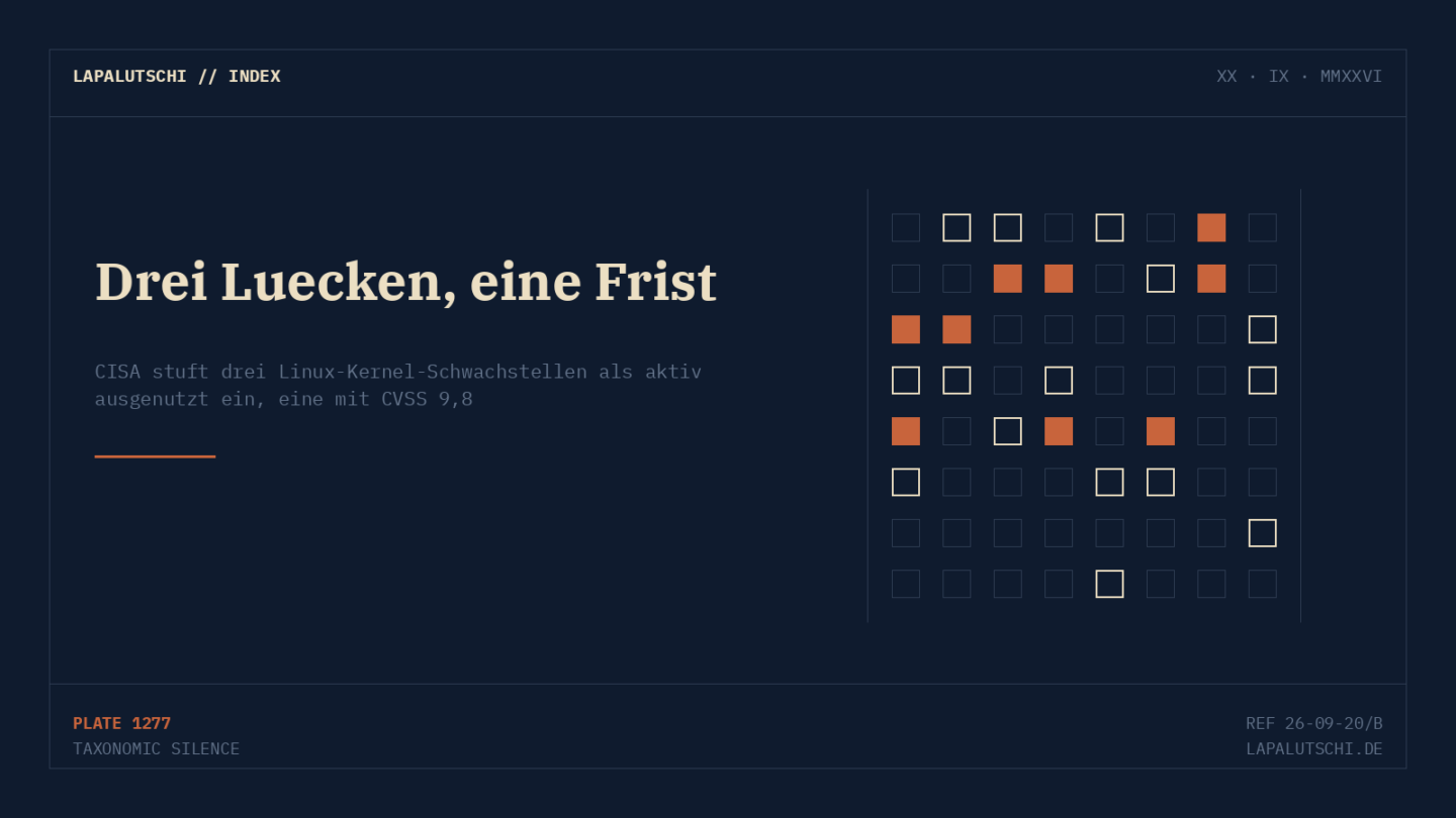 KERNEL-ALARM! CISA bestätigt aktive Angriffe auf drei Linux-Lücken — Frist läuft bereits MORGEN ab