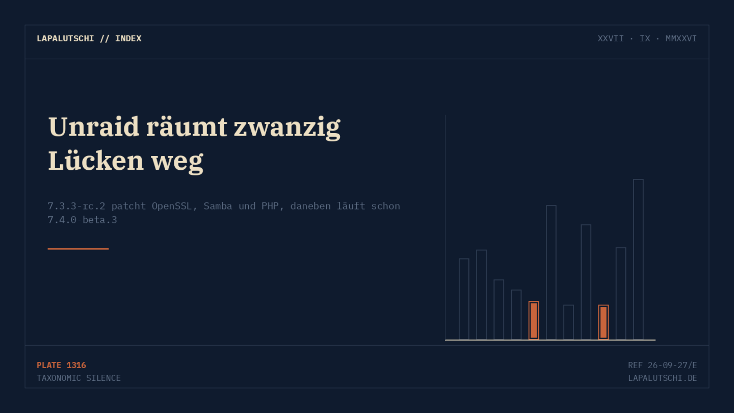 AUFGERÄUMT! Unraid stopft 20 Lücken auf einen Schlag — und zeigt schon die nächste Generation