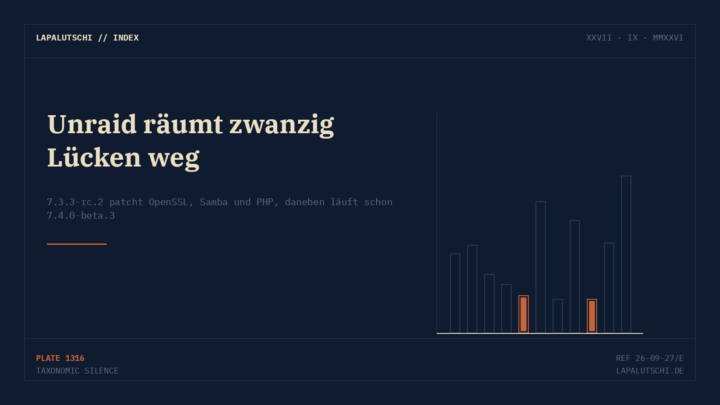 AUFGERÄUMT! Unraid stopft 20 Lücken auf einen Schlag — und zeigt schon die nächste Generation
