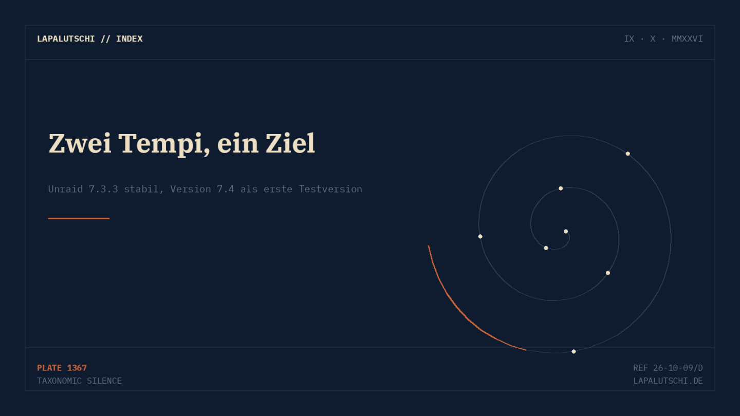 AUFGERÄUMT! Unraid bringt 7.3.3 stabil raus — und zeigt in einer Testversion schon, was 7.4 alles kann