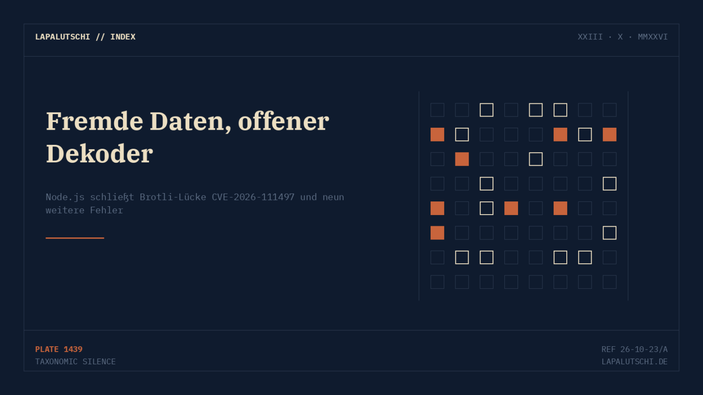 ACHTUNG, ENTWICKLER! Node.js hat eine Brotli-Lücke mit Codeausführung — Update JETZT einspielen